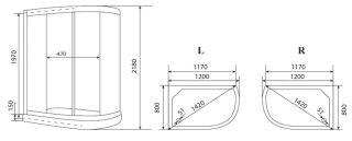 Timo eco ТЕ-0702 Р L душевая кабина (120*80*215)